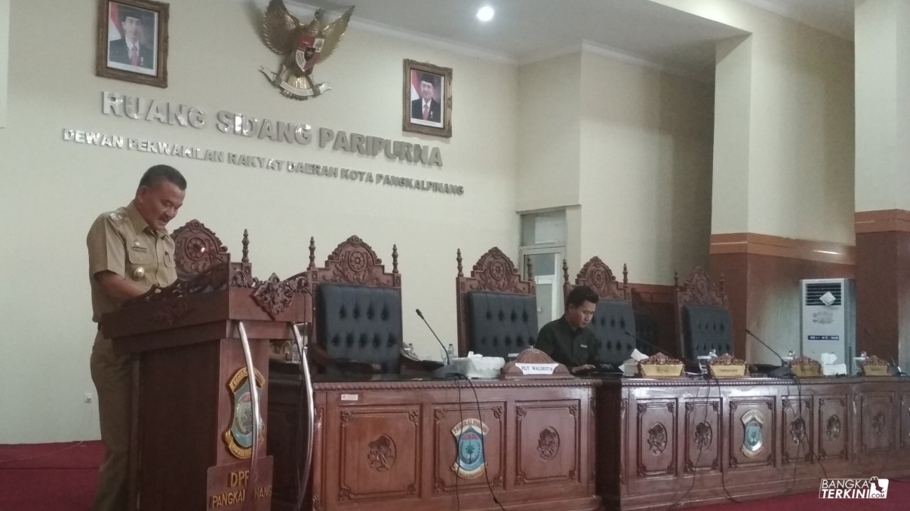 Walikota Pangkalpinang Muhammad Sopian, saat Rapat Paripurna ke 29 DPRD Pangkalpinang, Senin (06/08/2018)