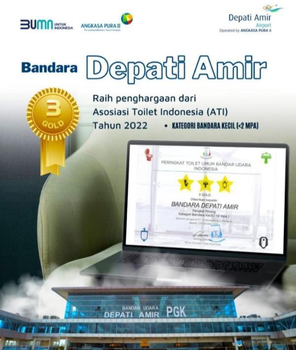 Bandara Depati Amir Terima Penghargaan dari Asosiasi Toilet Indonesia (ATI)