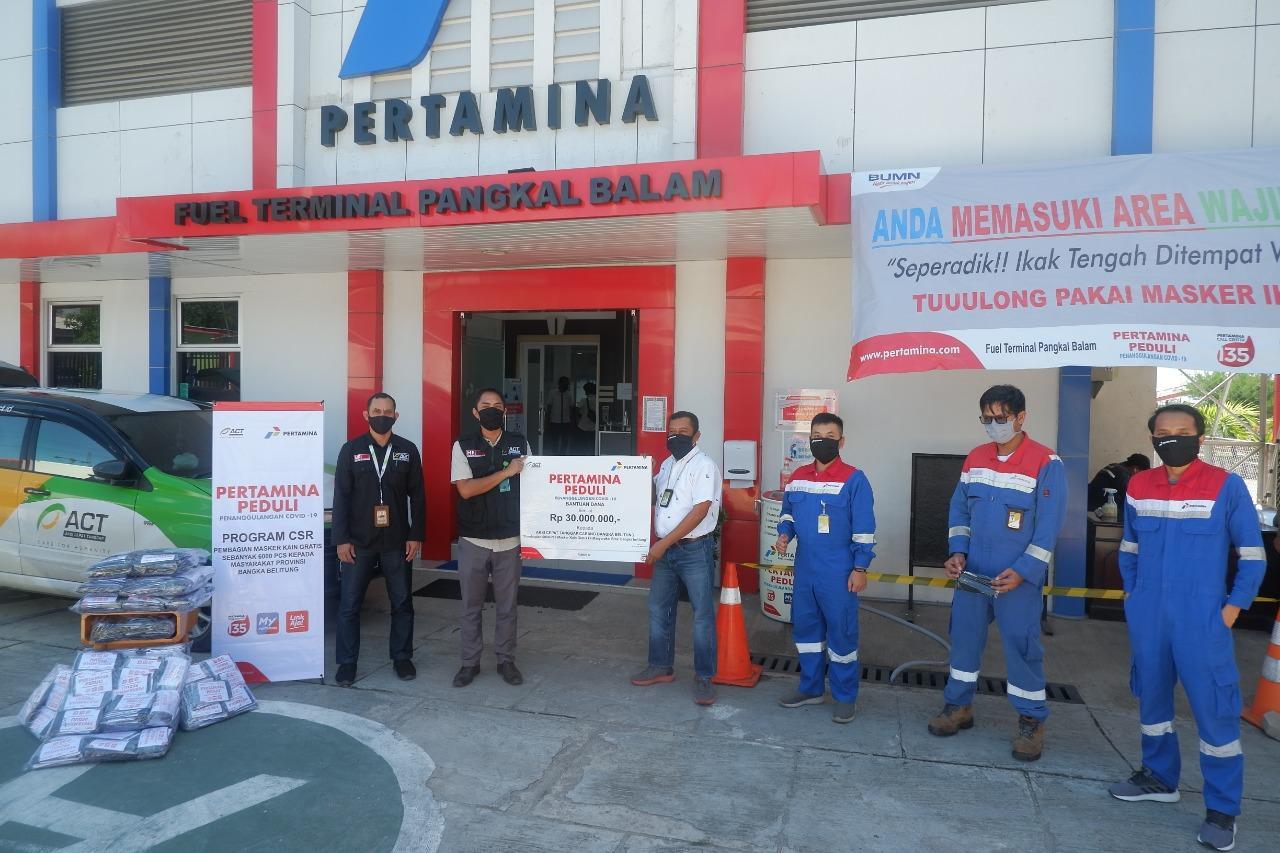 Cegah Covid-19, Pertamina Bagikan 6000 pcs Masker Kain Gratis.