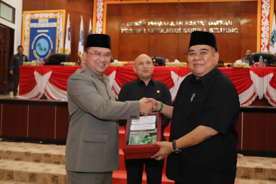 DPRD Babel Gelar Paripurna Raperda APBD Perubahan TA 2019 dan Penyampaian RKUA-PPAS TA 2020, Jum'at (23/08/2019).