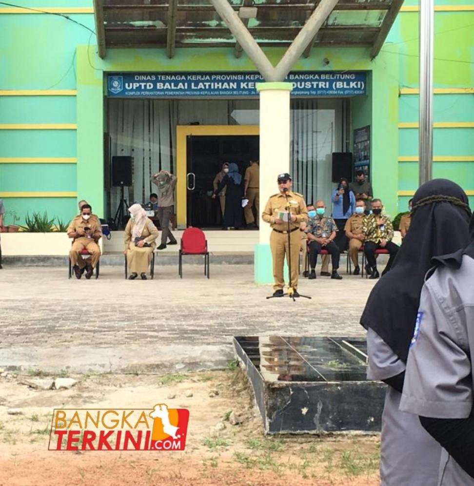 Gubernur Babel Buka Pelatihan Berbasis Kompetensi Di Balai Latihan Kerja.