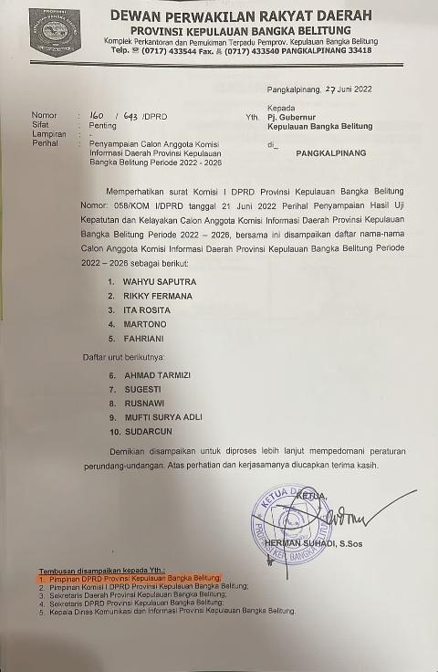 Ini Nama Komisioner KID Babel Yang Dilantik Dan Ambil Sumpahnya Oleh PJ Gubernur Kepulauan Babel