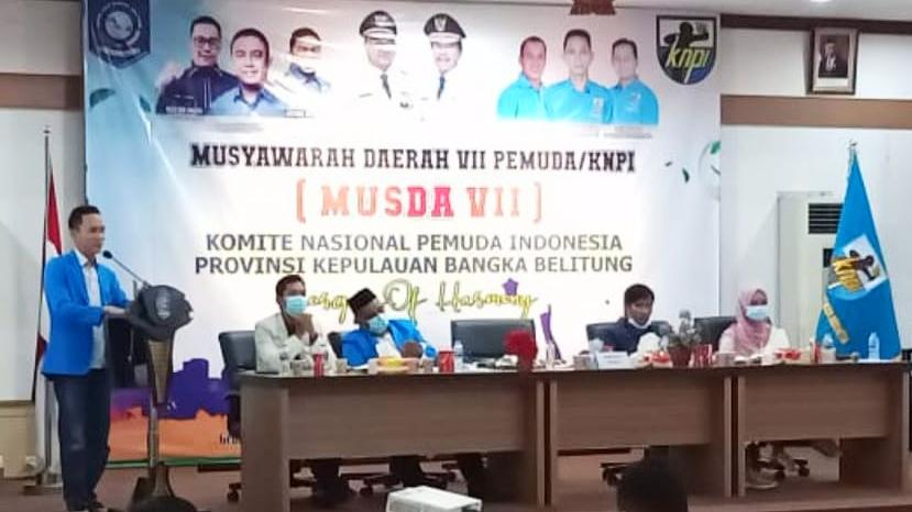 Musyawarah Daerah (Musda) VII DPD KNPI Provinsi Kepulauan Bangka Belitung yang digelar di Gedung Mahligai Rumah Dinas Gubernur Kepulauan Bangka Belitung, Kamis (24/12/2020).