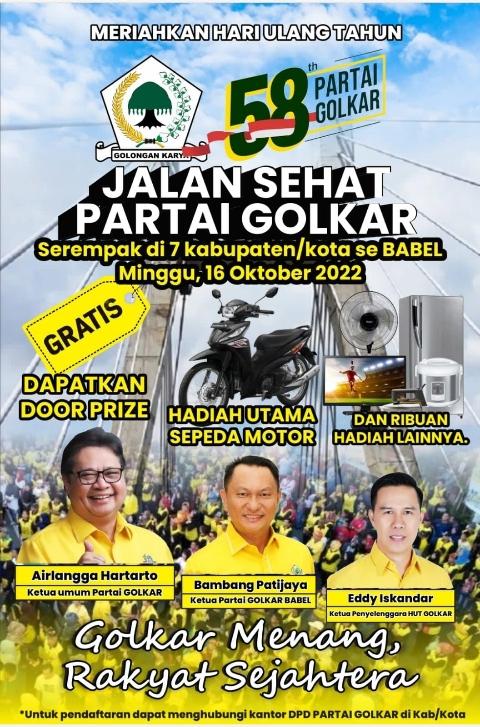 Jalan Sehat Partai Golkar di Pulau Bangka, Dipastikan Warga Tumpah Ruah Ikut Meriahkan