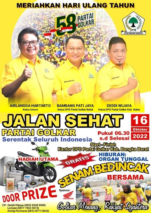 Jalan Sehat Peringati HUT Golkar ke-58 Tahun, Partai Golkar Babar Hadirkan Senam Bedincak