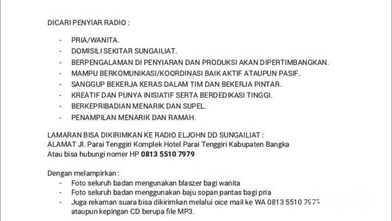 Persyaratan lamaran