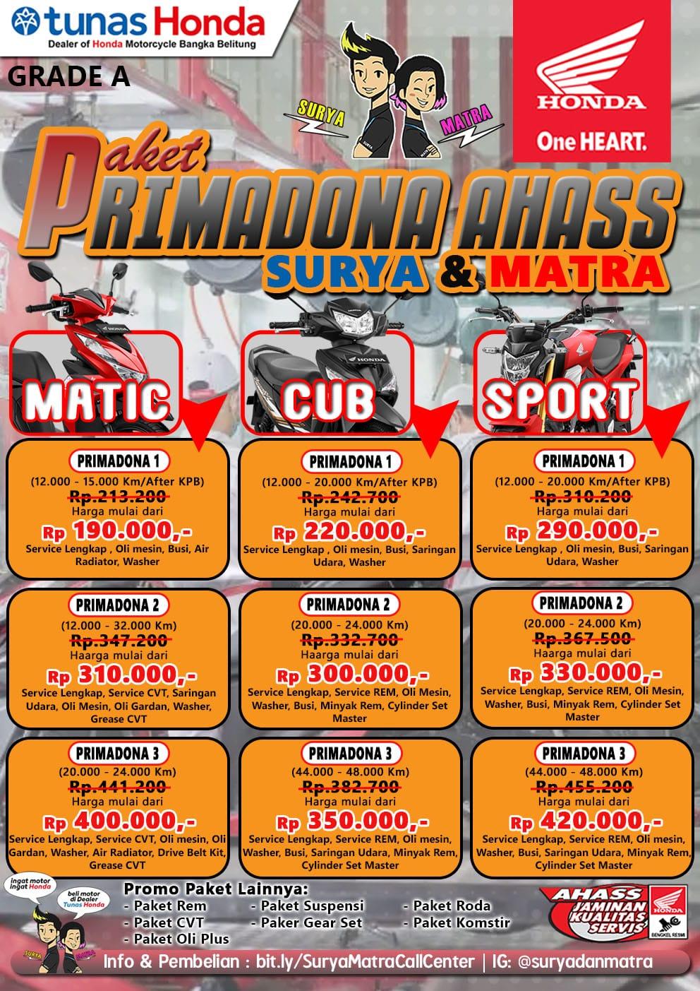 Paket Promo Primadona di AHASS Honda Babel, Siap Manjakan Konsumen Setia Honda