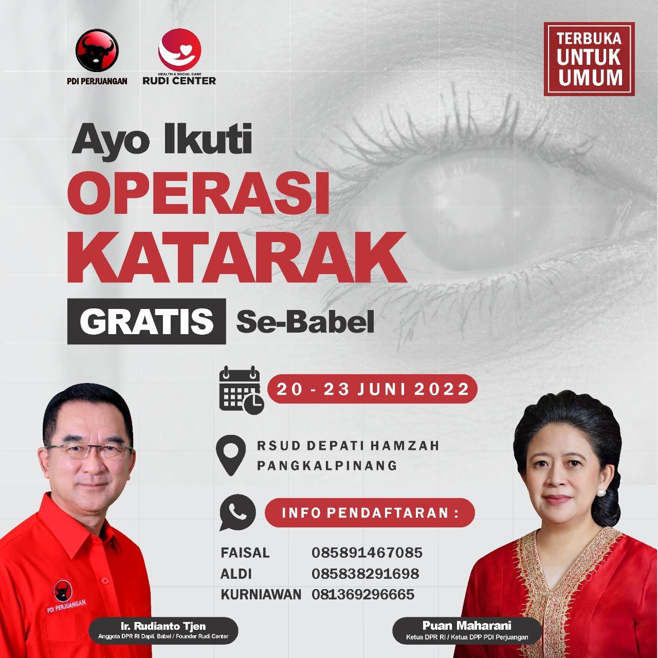 PDI-P Babel Bersama Rudi Center Selenggarakan Operasi Mata Katarak Gratis
