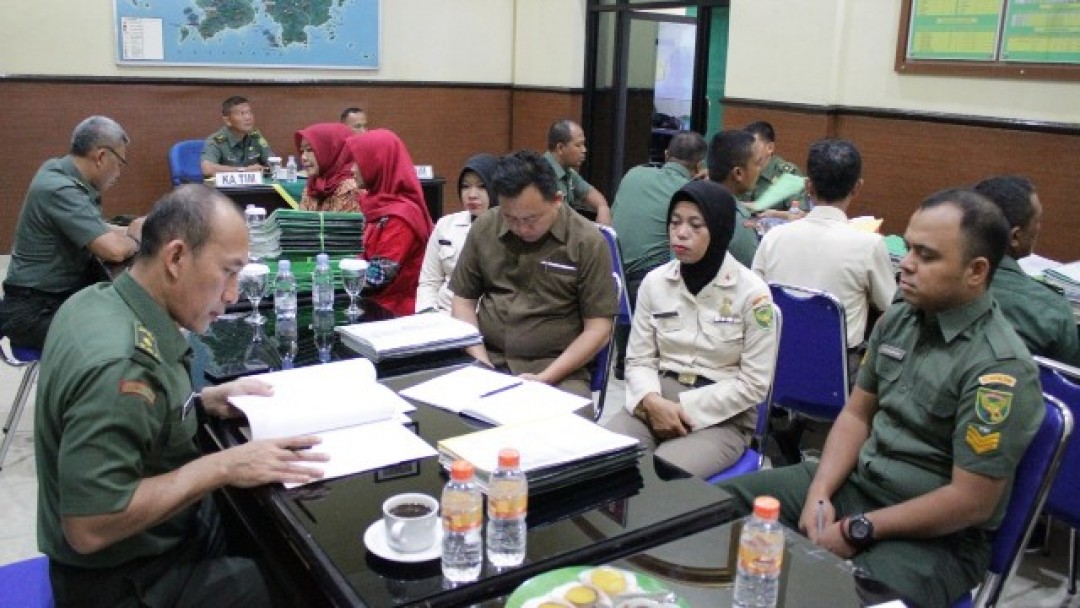 Kodim 0414/Belitung didatangi oleh tim Wasrik, guna pemeriksaan dan pengawasan administrasi, Senin (07/05/2018).