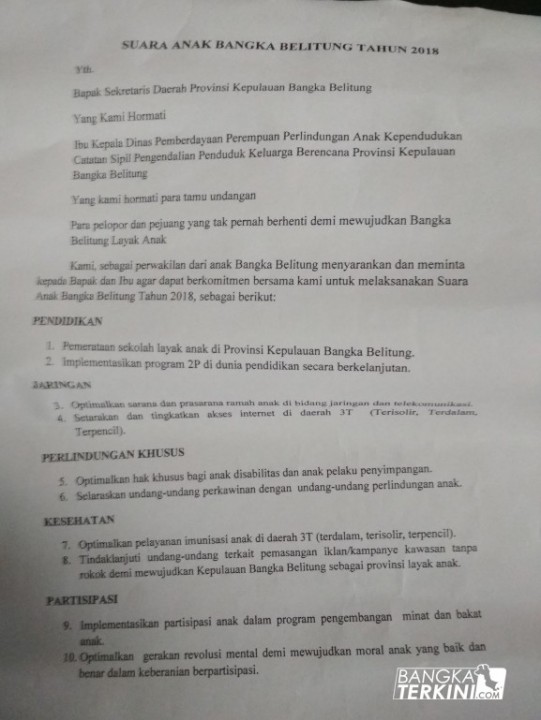 Suara Anak Provinsi Babel 2018