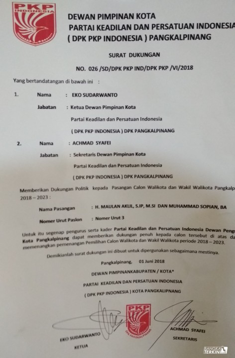 Surat Pernyataan Dukungan