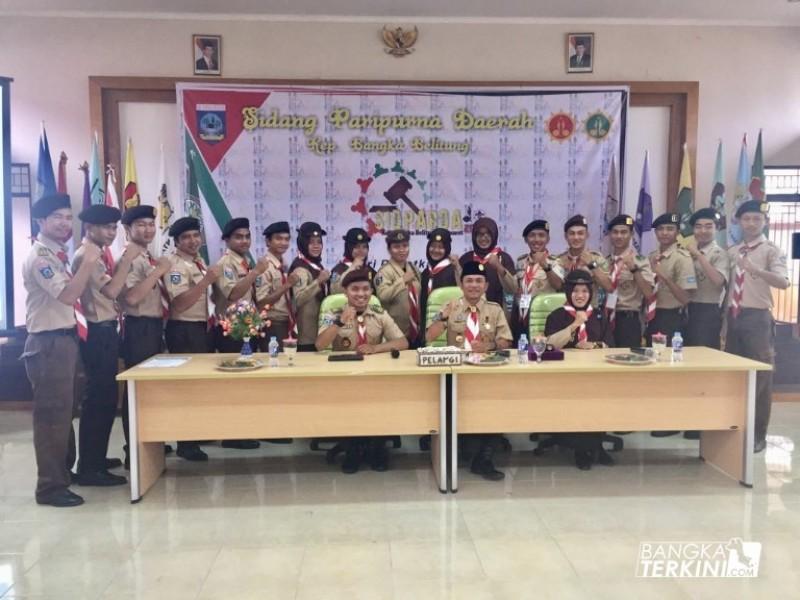 Pramuka penegak dan pandega kep babel gelar Sidang Paripurna Daerah (sidparda) 2018, di Gedung Kwarda Pramuka kepulauan Bangka Belitung, air itam, kompleks perkantoran pemprov bangka belitung, Senin, (26/03/2018).