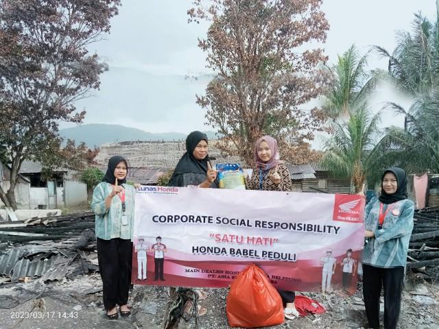 Satu Hati Honda Bangka Belitung (Babel) Peduli Korban Kebakaran