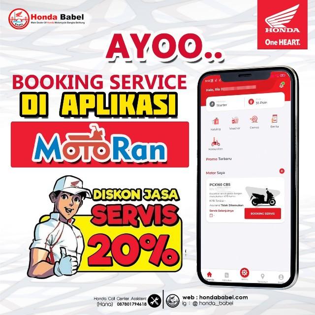 Service Motor Tanpa Antri di Honda Babel Bisa Lewat Booking Online Service di Aplikasi MotoRan Loh!