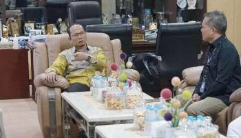 BANGKA TENGAH, BANGKA TERKINI - Bupati Bangka Tengah, Algafry Rahman, sambut hangat kedatangan Ketua Badan,