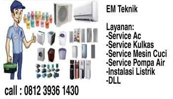 Jasa Servis terpercaya untuk AC, Kulkas, Mesin Uap, Pompa Air,,