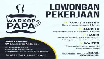 Lowongan kerja di warkop papa #pangkalpinang