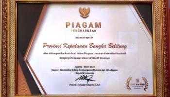 JAKARTA - Pemprov Kep. Bangka Belitung Raih Penghargaan UHC Award,