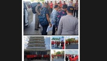 BELITUNG - Ratusan Anggota Sekber Babel, Dampingi Pj Suganda Sambut,