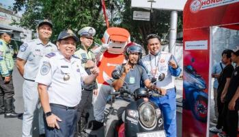 Safety Riding Collaboration Honda Babel, Bagikan Helm Gratis Saat Operasi,