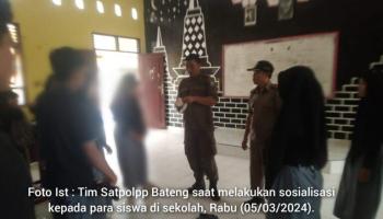 BANGKA TENGAH, BANGKATERKINI  - Satpol PP Kabupaten Bangka Tengah (Bateng), melakukan sidak sekaligus sosialisasi di,