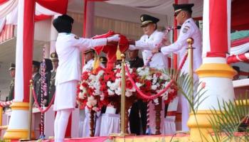 Wawako Sopian Jadi Inspektur Upacara Penurunan Bendera Merah Putih HUT,