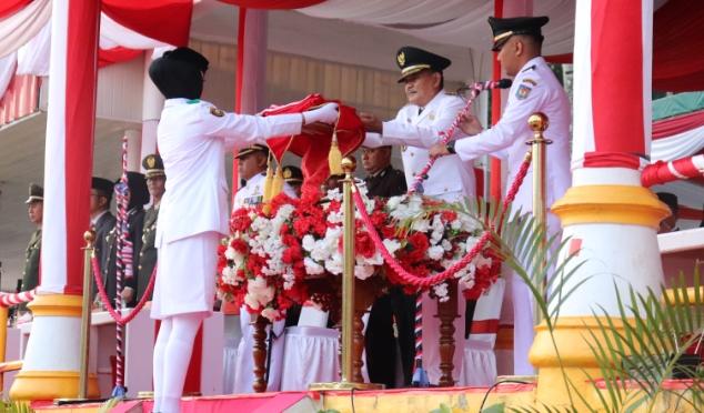Wawako Sopian Jadi Inspektur Upacara Penurunan Bendera Merah Putih HUT Ke-78 RI